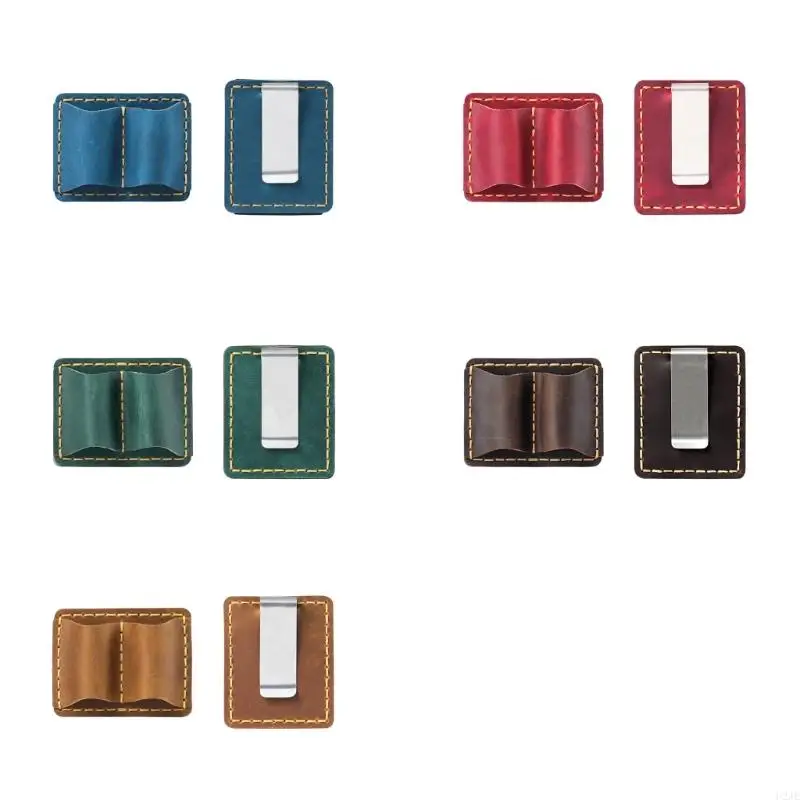 U2JE Leather Pen Holder with Clip Double Slot Pen Holder Notebook Pen Holder Pen Sleeve for Journal Notebook Clipboard