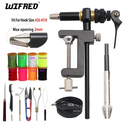 360° Rotation C-Clamp Fly Tying Vise Jigging Assist Hook Binding Vise Hardened Steel Jaw Fishing Lure Making Tool Trash Tray
