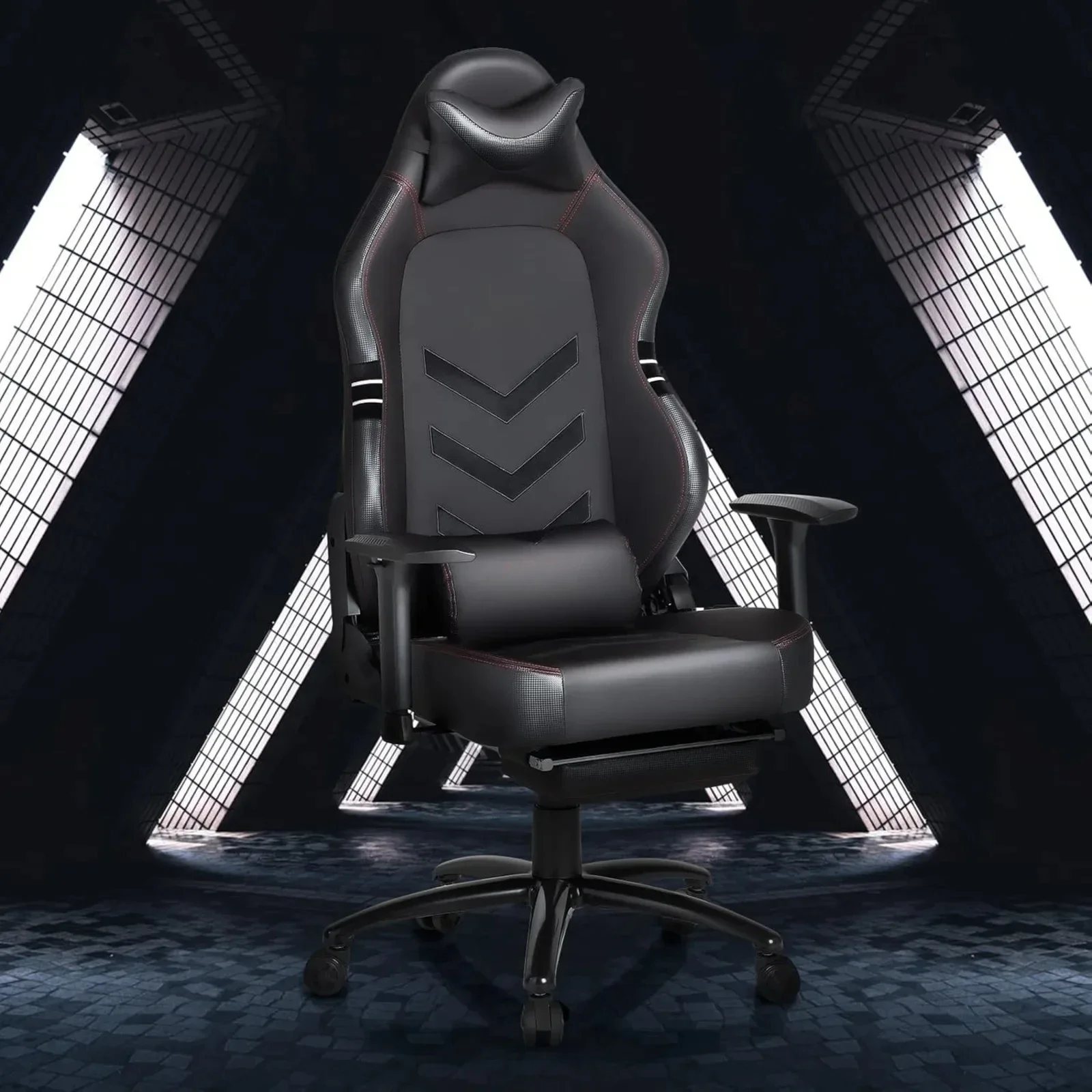 

US Big and Tall Gaming Chair with Footrest 350lbs-Racing Style Computer Gamer Chair, Ergonomic High Back PC Chair with Wide