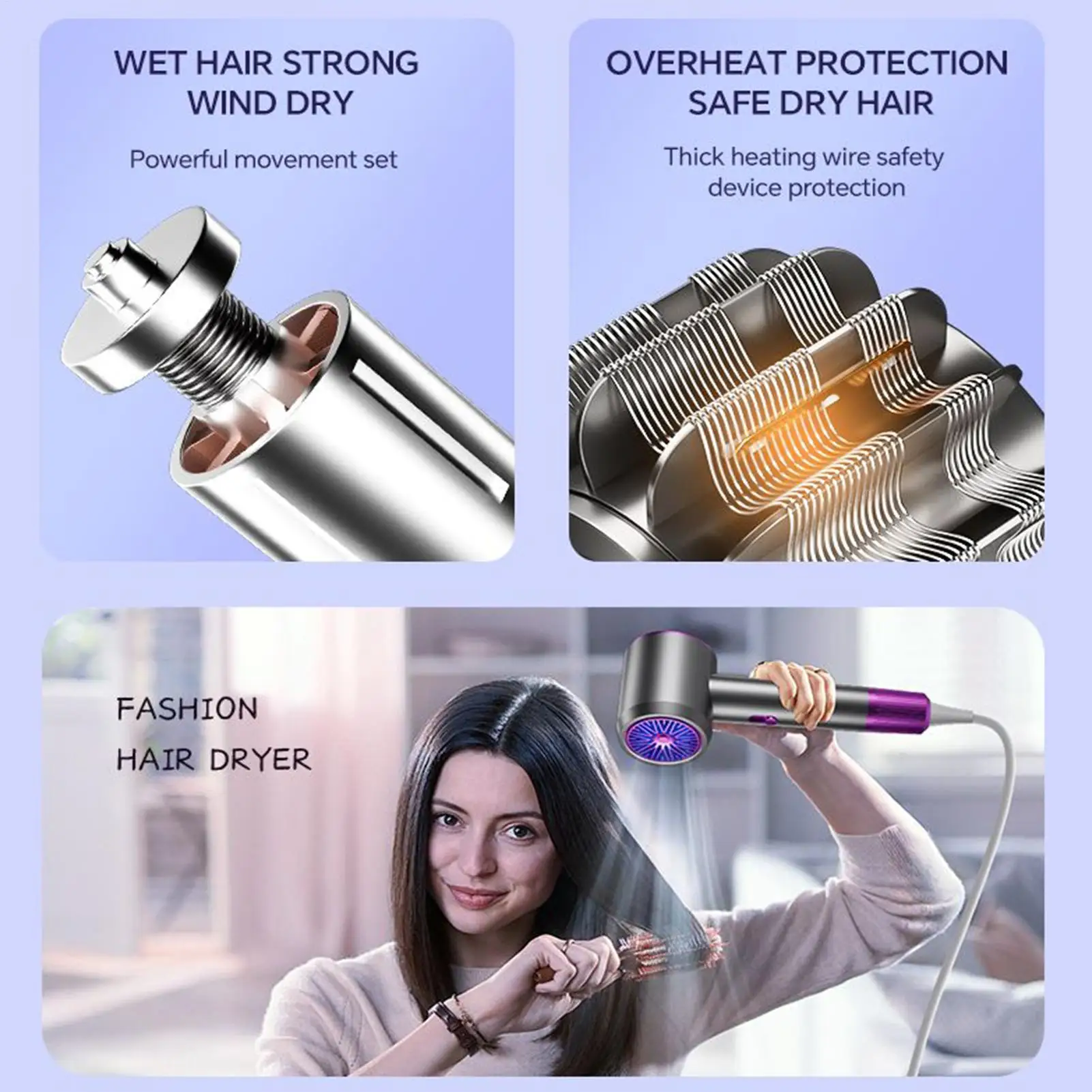 

Высокоскоростной фен, синий свет, отрицательные ионы, быстросохнущий фен, выпрямитель для завивки волос, фен для укладки, сушки женщин