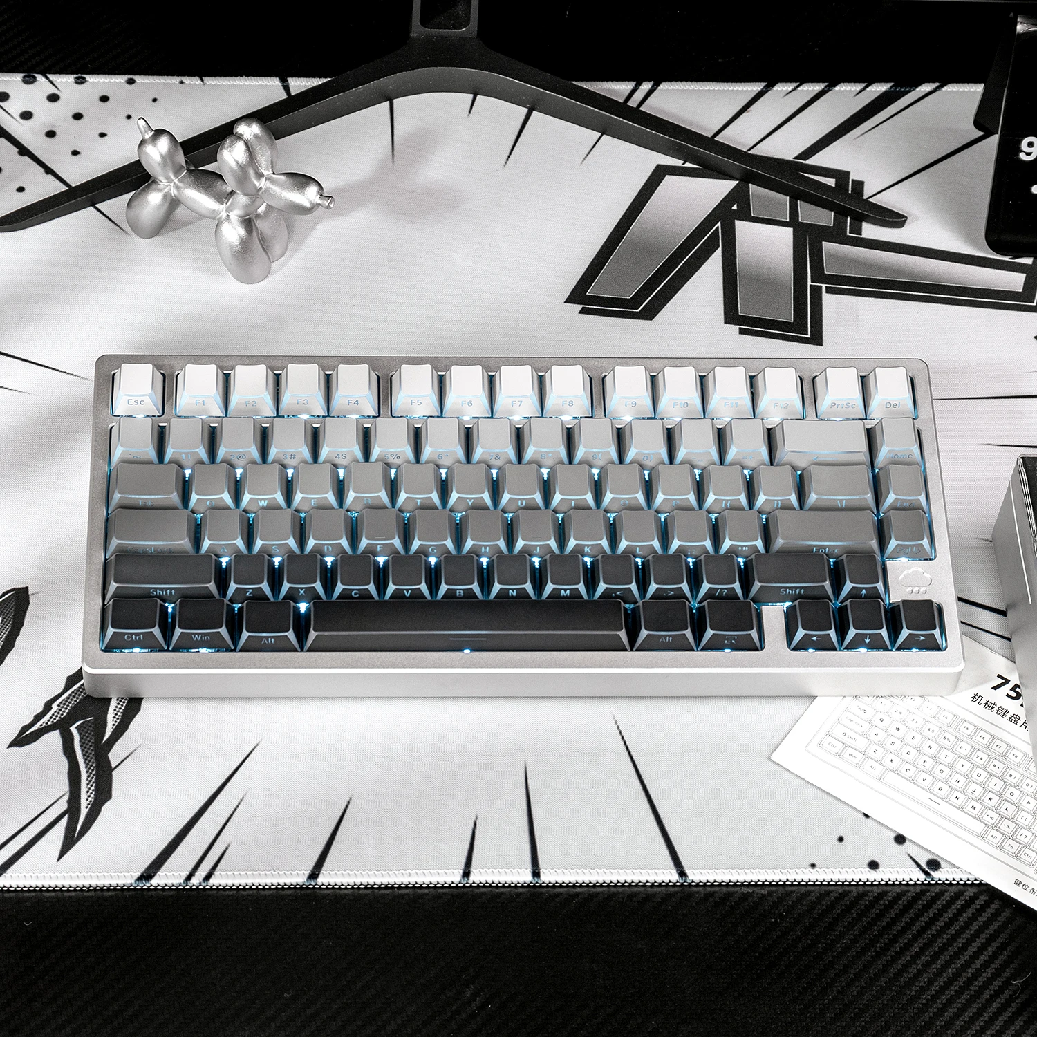 Polar Day Angled Edge Keycaps Cherry Profile Double Shot PBT Keycaps Side Shine Through Keycap Sets For MX Mechanical Keyboard