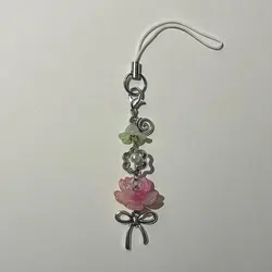 Handmade pink flower phone charm