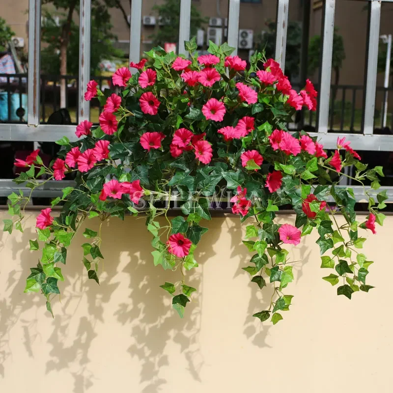 Artificial Silk Flowers for Table Decoration, Fake Vine, Petunia Rattans for Wedding, Home Party, DIY Table Hanging Basket Decor