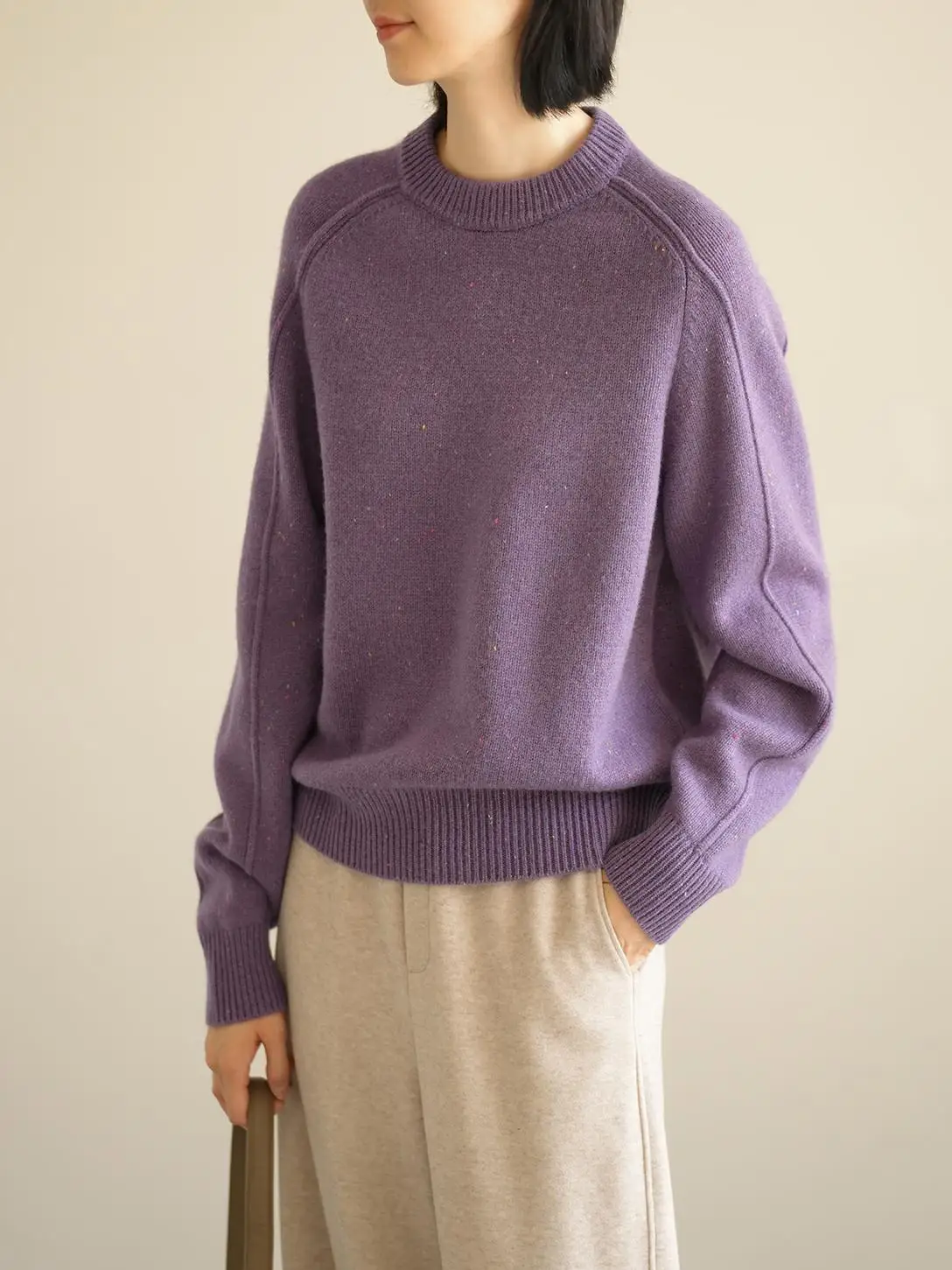 

Women's Full Wool round Ne Loose Sweater Double Tead 26 Teads Winter Sle Sweet Sle Pure E-commerce Ss 390g