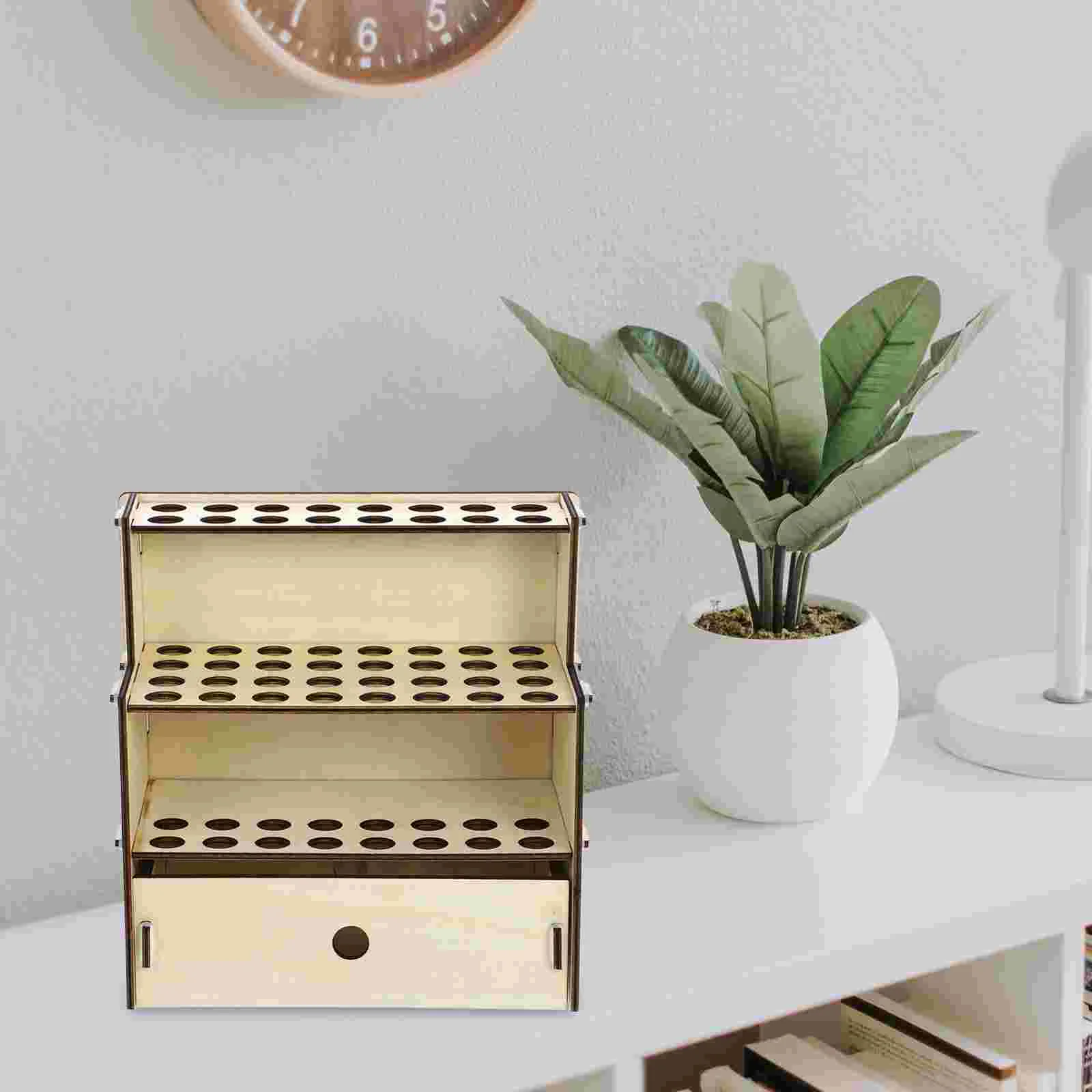

Wooden Paintbrush Storage Box iginal Color Multifunctional Desk ganizer for Markers Pens Pencils Supplies Craft Model
