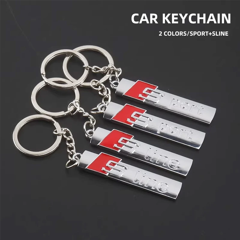

For Audi Sline A3 A4 A5 A2 A6 A8 C6 B5 B8 Q2 TT S5 S7 Mk2 S Line 4 TTS A4L Car Logo Metal Car Keychain Car Key Rings Accessories