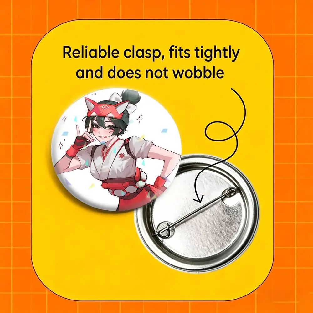 New O-Overwatch Kiriko 32/44/58mm Handmade Pins Round Brooch Badge Backpacks Clothes Jewelry Gifts