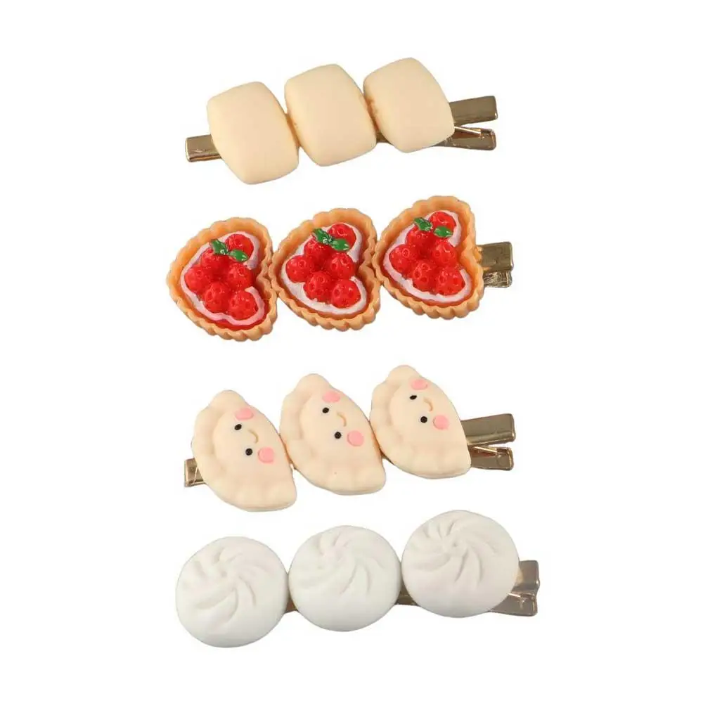 Kids Steamed Bun Steamed Stuffed Bun Korean Style Hair Clip Resin Duckbill Clip Simulated Food Hairpin Women Hair Accessories