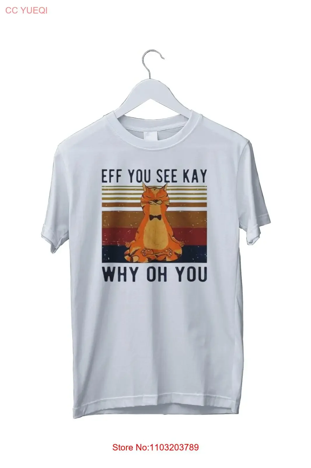 Eff You See Kay Why Oh Забавная винтажная футболка для любителей йоги с котом, все размеры, винтажная стираная эластичная мужская футболка, мягкая стильная