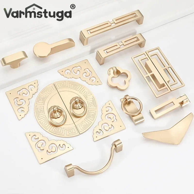 VARMSTUGA Gold Cabinet Knobs And Handles Luxury Gold Kitchen Cupboard Door Pulls European Drawer Furniture Handle Hardware