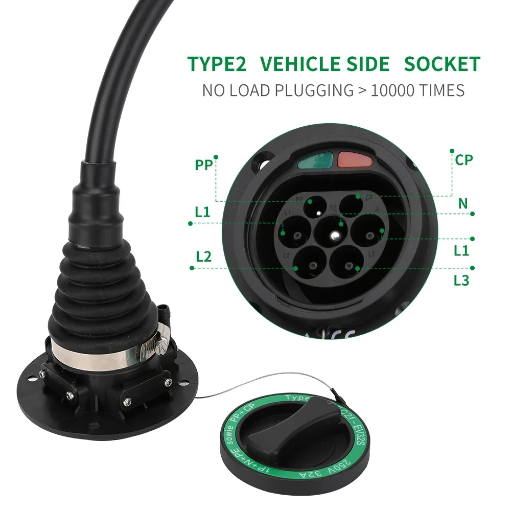 EV Adapter Type 2 To GB/T or J1772 Type 1 To GB/T EV Cable Plug To Socket Charging Adaptor 32A For Car Charger ,with 0.5m cable