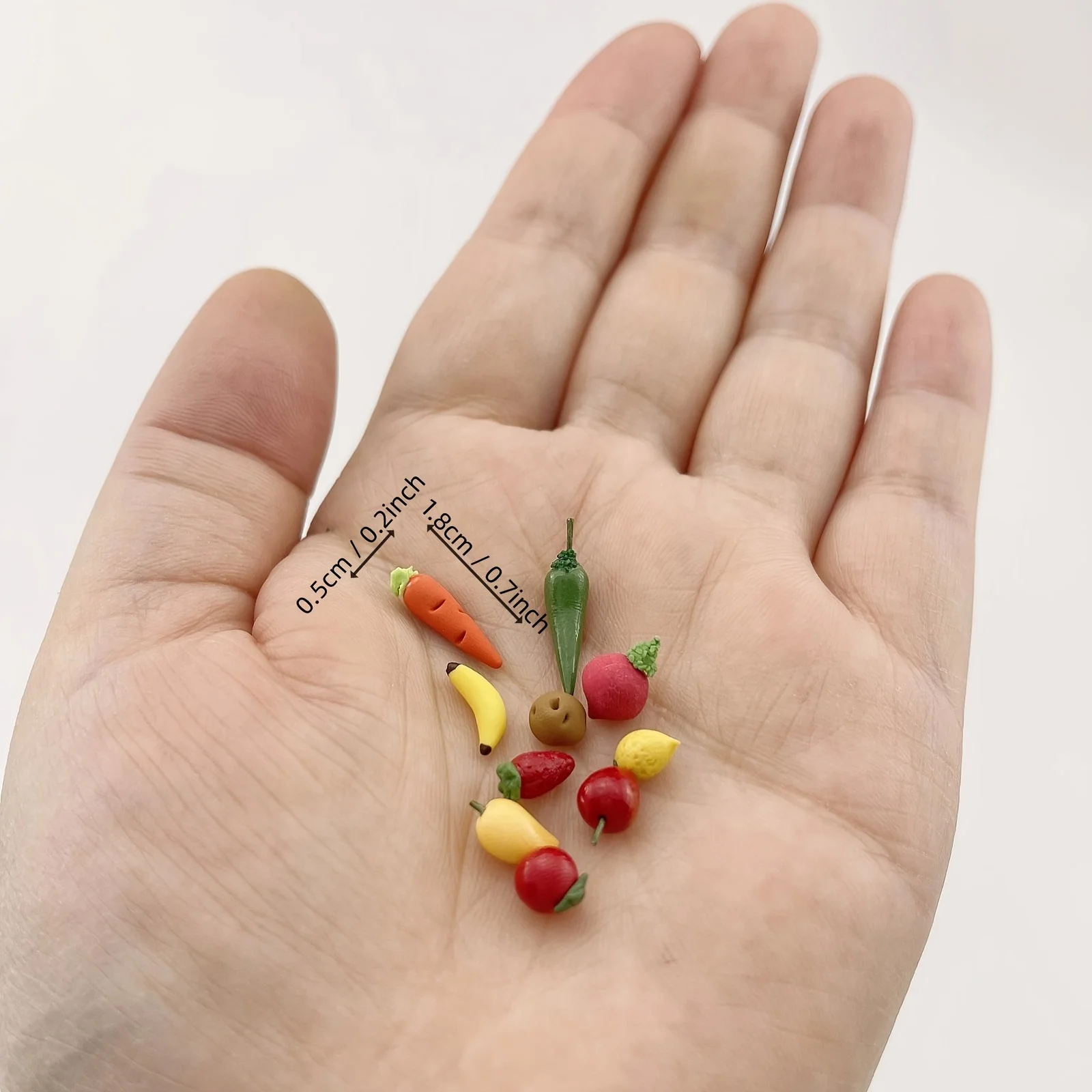 10Pcs Miniature Food Clay Vegetables & Fruits 1:12 Dollhouse Accessories Kitchen Toy Pretend Play Preschool Toy for Boys & Girls