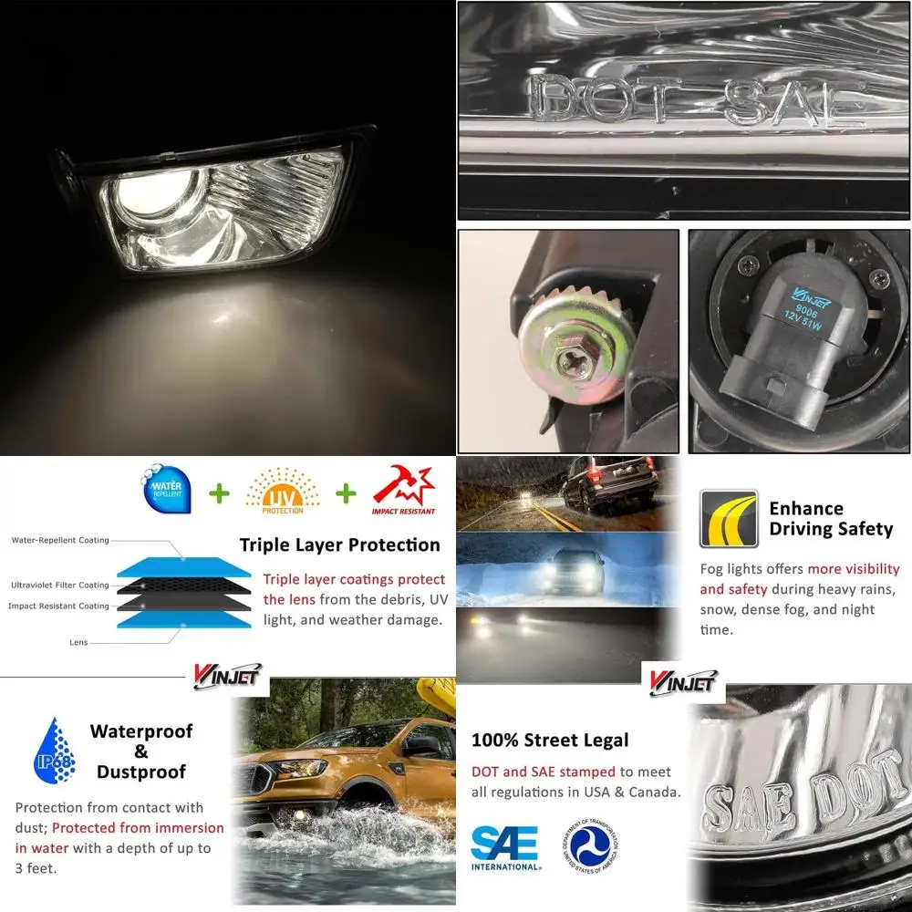 

2003-2005 Toyota 4Runner OEM Series Projector Fog Lights with Clear Lenses and 9006 12V 51W Halogen Bulbs (Pair)