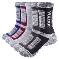 Yuedge mens moisture wicking Cushing mid calf casual thermal warm walking winter sports hiking socks for men size 37-46 EU