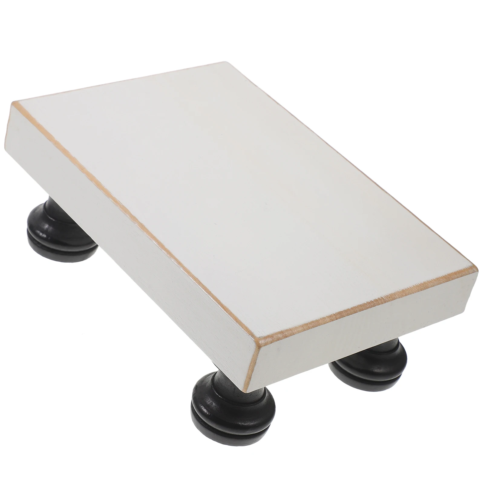 

Wooden Soap Tray Small Kids Bathing Stool White Black Legs Holder Base Storage Rack Flowerpot Wooden Furniture Household Stool