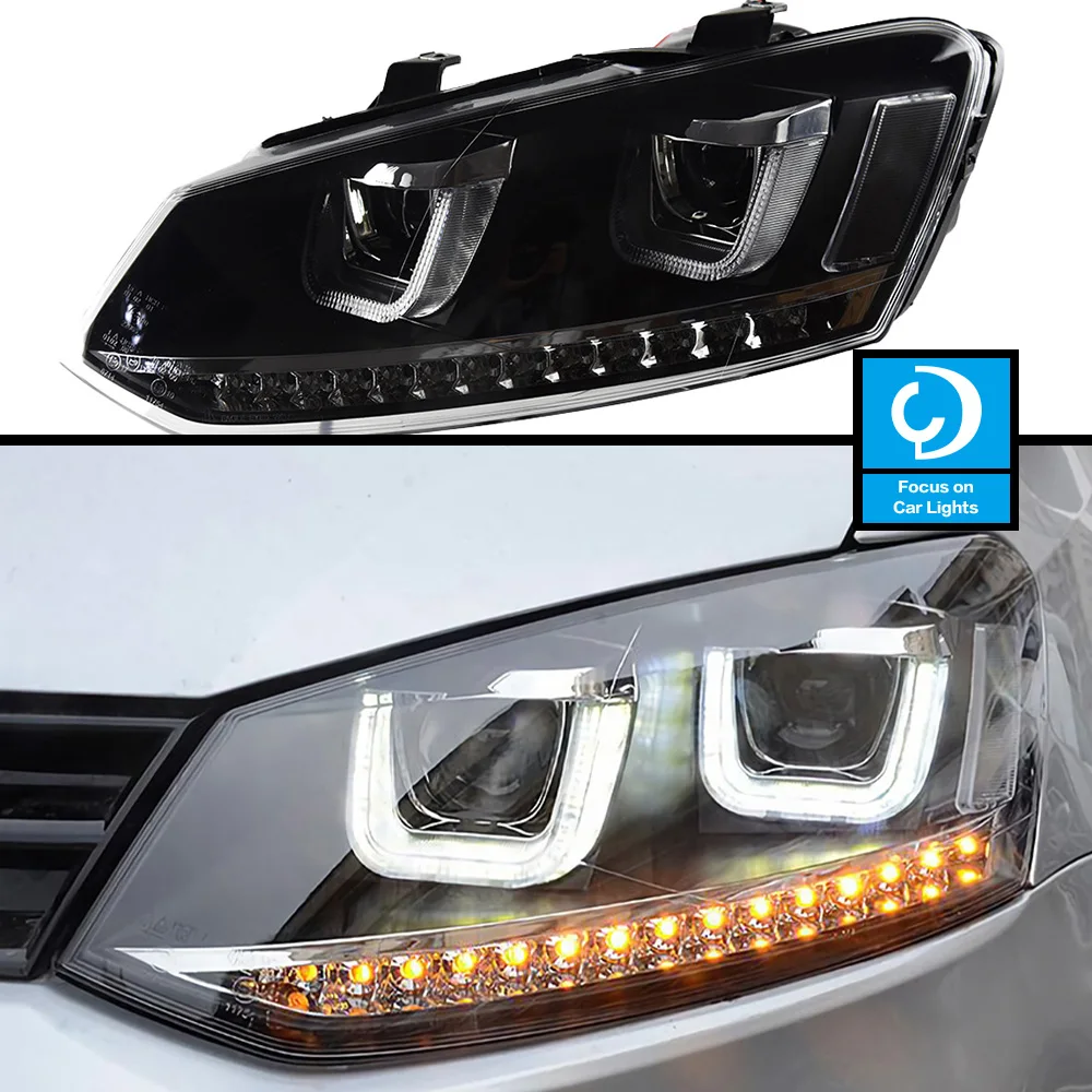 Car Front Headlight For VW POLO 2011-2018 GTI Type HeadLamp Styling Dynamic Turn Signal Lens Automotive Accessories 2PCS