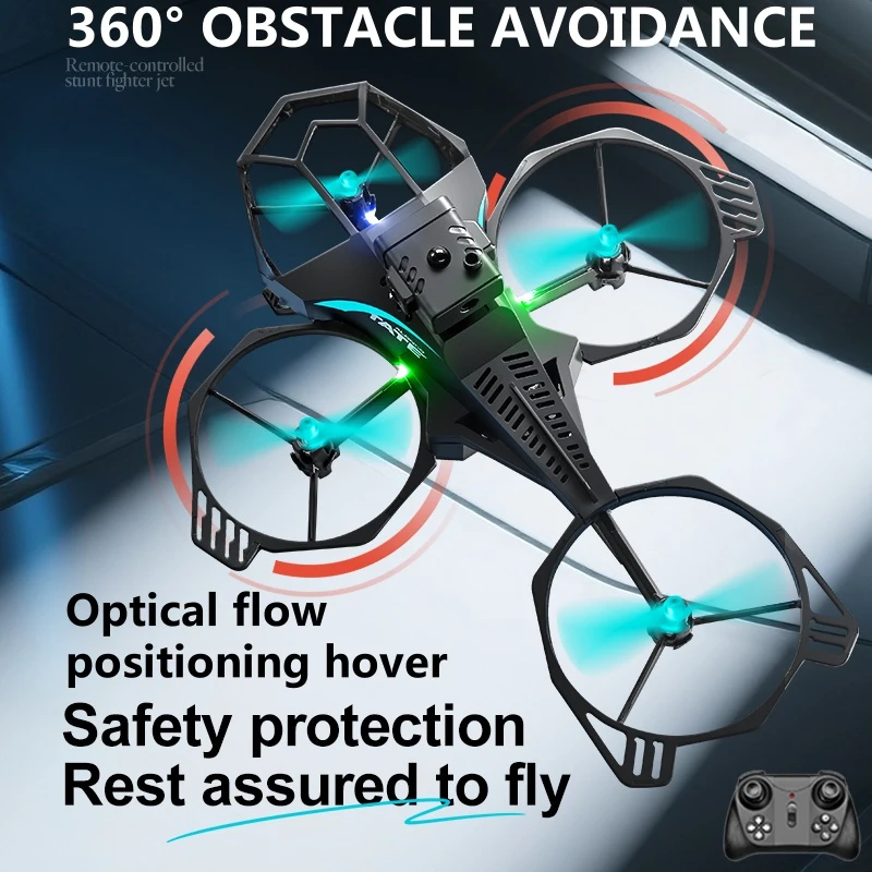 

Умный квадрокоптер с фиксированной высотой, один ключ, дистанционное управление, 4-канальный оптический поток, всенаправленный радиоуправляемый дрон для предотвращения препятствий