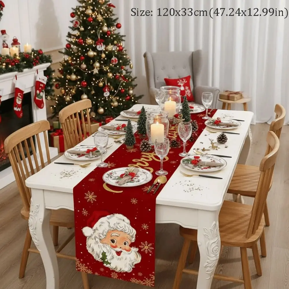 New Santa Claus Christmas Table Runner Elk Snowman Xmas Table Flag Cover New Year Merry Christmas Decorations Christmas Party