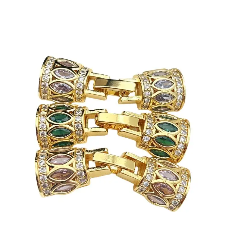 Vergoldete Schmuckverschlüsse mit Zirkonia-Einlagen, leicht und tragbar, ideal für DIY-Schmuckherstellung, Armbänder, Fußkettchen und Bastelprojekte. – Detail 4