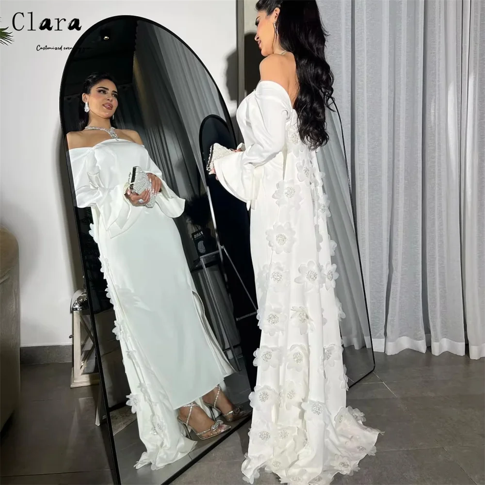 クララ カスタム ピンク 長袖 オフショルダー フィッシュテール 高級 パーティードレス 2025 女性用 高級 イブニングドレス ボールガウン ドレス