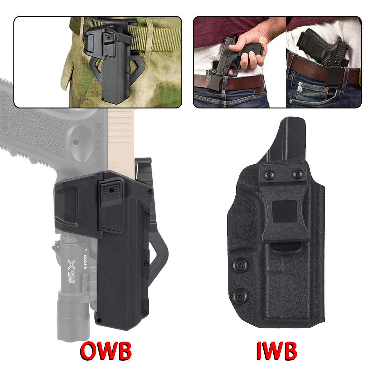 

Тактическая кобура для пистолета IWB OWB для G19 Colt1911 P320, чехол для пистолета, кобуры для правого пояса G17 G19 Gen 1-4