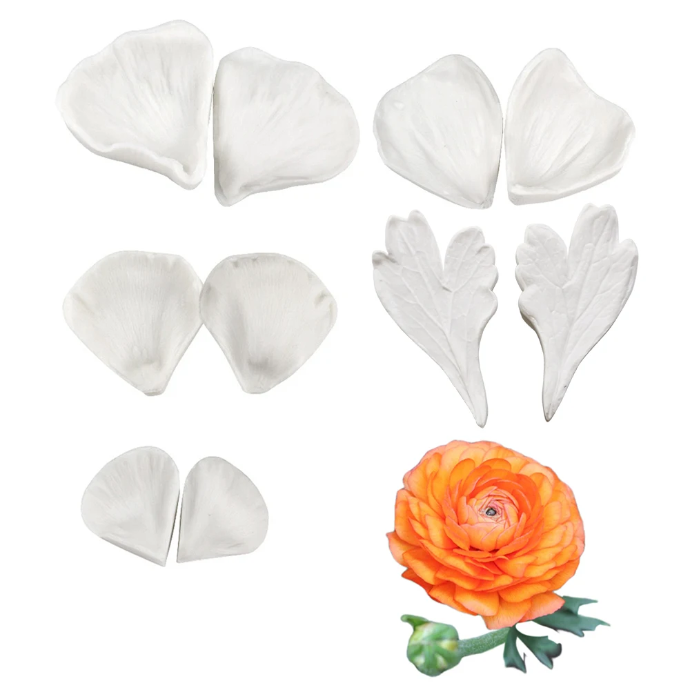 Buttercup Peony Petal Flower Leaves Veiners Molde Silicon for Baking Cake Decorating Tool Fondant Sugar Handmade Baking Supplies