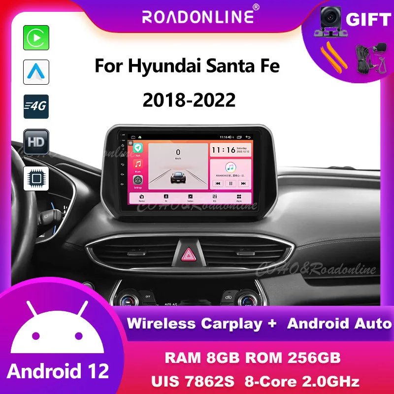 For Hyundai Santa Fe 2018-2022 9'' Android 12 Octa Core 1920*720 8+256G Gps Autoradio Car Multimedia Player