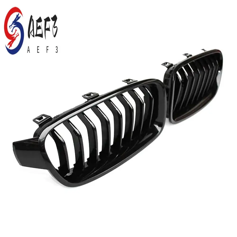 

AEF3-Front Kidney Grille For-BMW 3 Series F30 F31 F35 2012-2018 (Single Slat Gloss Black Grill, 2-Pc Set)