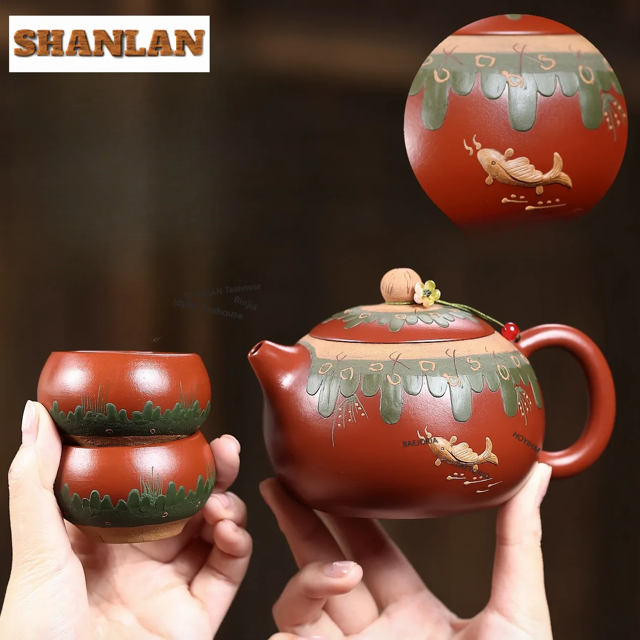 

350ml Classic Yixing Purple Clay Teapots Handmade Fish Xihsi Pot Raw Ore Zhu Mud Kettle With Strainer Zisha Tea Set For Tea Gift