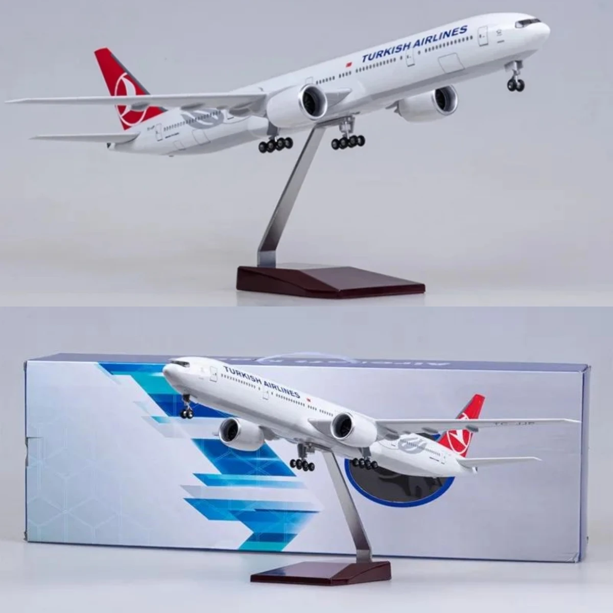 

1:157 Scale 47cm Large 777 Airplane Model Turkish Boeing B777 Aircraft Model Die-cast Aircraft with LED Lights For Collector