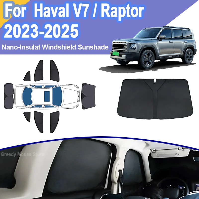 

For Haval V7 Raptor B26 2023 2024 2025 Privacy Sunshades UV Protection Windshield Cover Window Sunscreen Visor Car Accessories