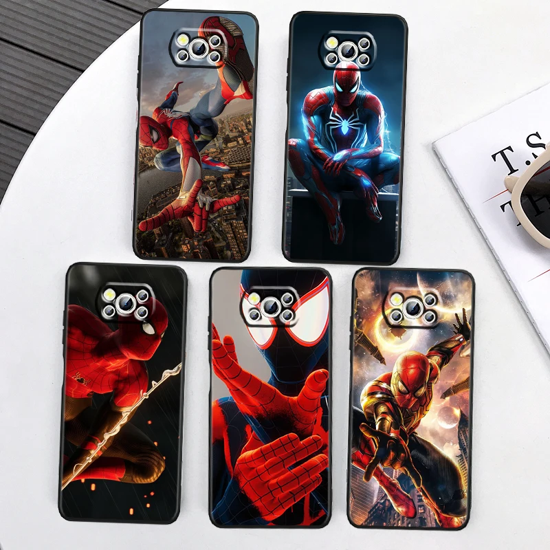 Marvel Spider-Man Art Cool For Xiaomi Mi Poco F5 F4 F3 X6 X5 X4 X3 M6 M5 M5S M4 M3 C65 Pro GT NFC 5G Black Funda Phone Case