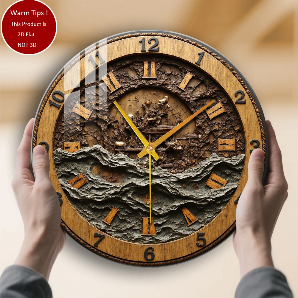 

Настенные часы из закаленного стекла, деревянные резные часы, волны, корабльница, подходят для декора стен или настольного дисплея в любом месте