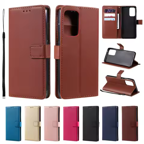 Wallet Solid Flip Leather Cover For Samsung A10 A12 A13 A14 A20 A21S A22 A23 A24 A31 A32 A33 A34 A42 A50 A51 A52 A53 A54 A71 A72