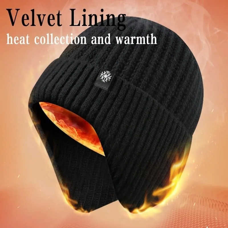 Outdoor Winter Knitted Hat for Men and Women Plush Warm Earmuffs Casual Fashion Ski Hat Bicycle Ear Protection Hat