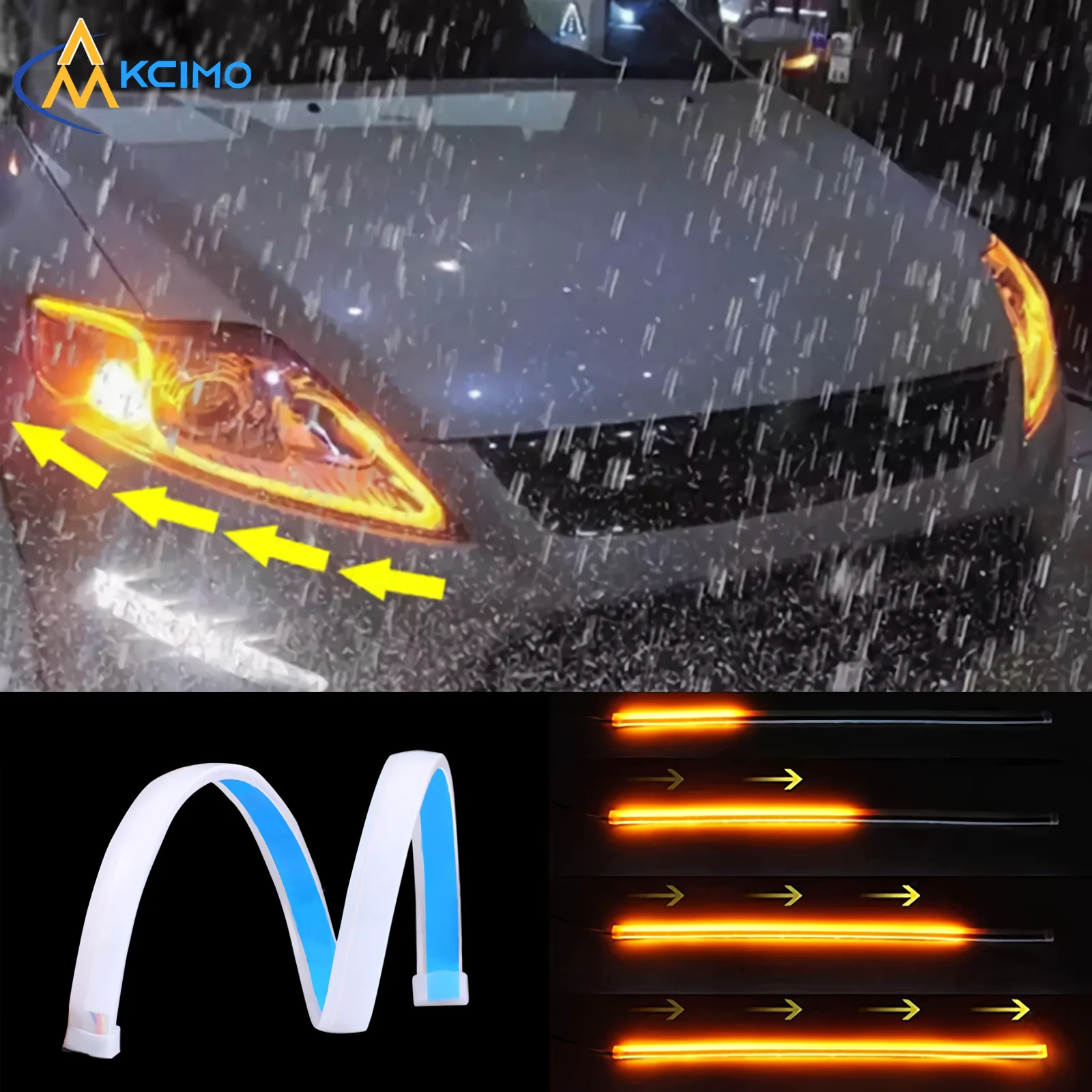 12V LED Car Daytime Running Light Flexible Waterproof Strip DIY Auto Headlights White Turn Signal Brake Flow Lights Car Styling