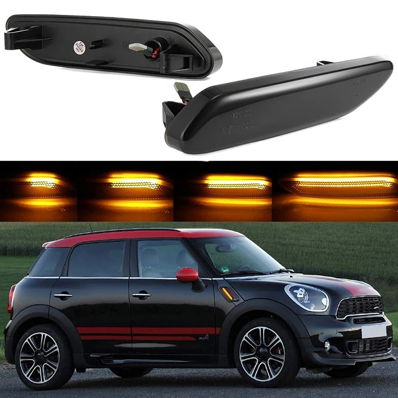 A21E-Car Dynamic Amber Led Front Fender Side Marker Light Turn Signal Lamp For-BMW Mini Cooper R60 Countryman R61 Paceman