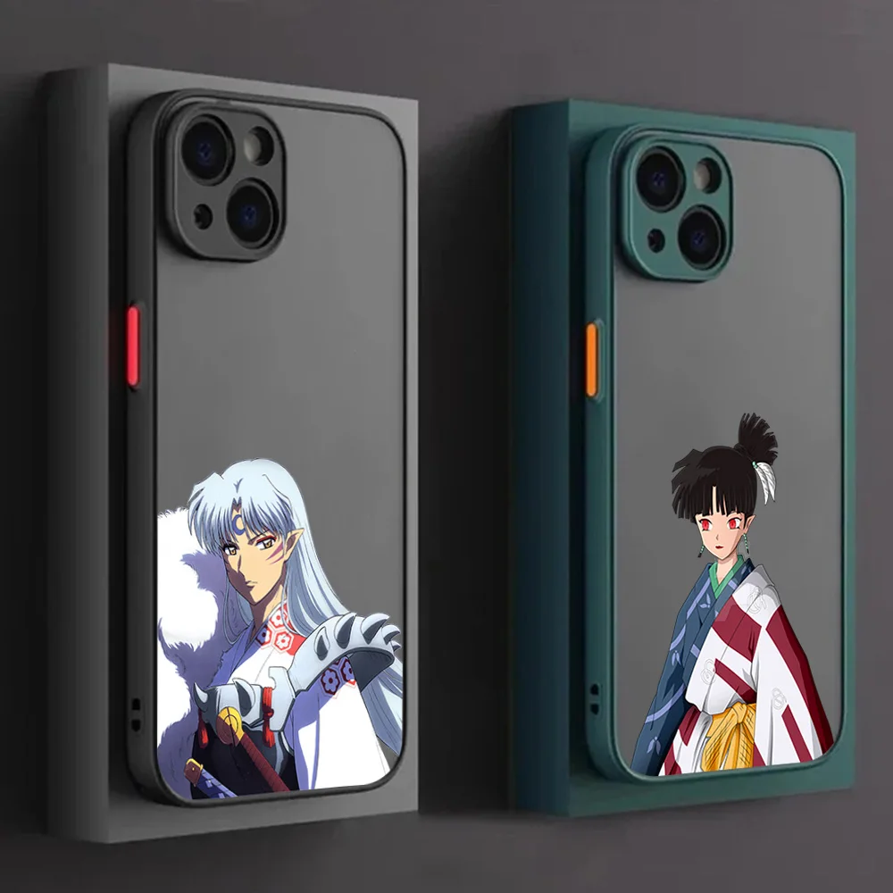 Phone Case For iPhone 16ProMax 15 14 7 8 16 Plus 13 12 11 XR XS SE Inuyasha Kikyo Sesshoumaru Translucent Matte Soft Back Cover