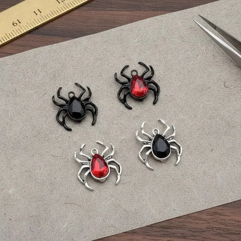 10pcs Spider Pendant Gothic Tarantula Pendants Necklace Charms For Handbags Key Chain Accessories DIY Jewelry Making Gifts