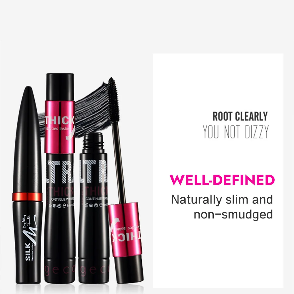 Set mascara in fibra con doppi tubi Impermeabile e duraturo Crea ciglia lunghe naturalmente arricciate senza sbavature