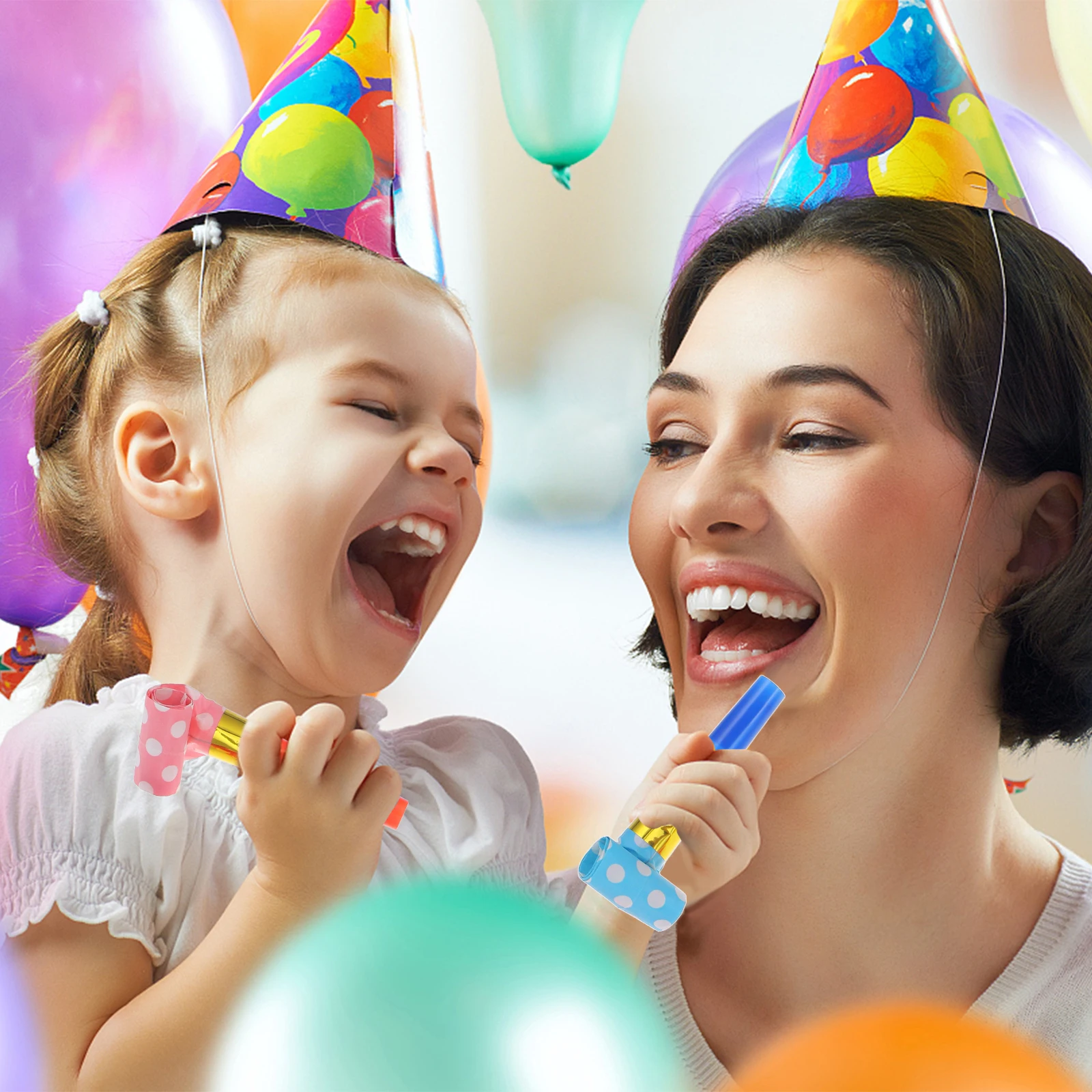 

60Pcs Paper Blowouts Cheerleaders Whistles Funny Party Blowers Noisemakers Cheering Props Birthday Halloween Wedding Carnival