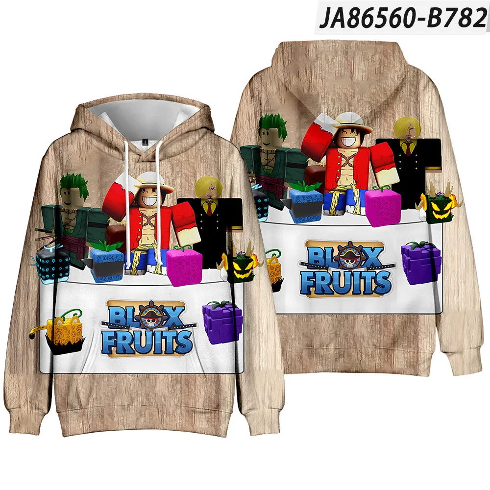 Animation Cartoon Game Blox Hoodie Fruits Casual Best Gifts Long Sleeve Loose Sweatshirt Digital Children's Clothing