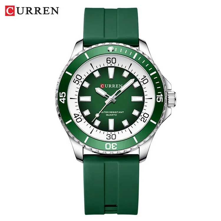 CURREN 8448 Classic Silicone Watch Business Waterproof Male Students Clock Luminous Round Quartz Men Watch Reloj Hombre 2025 image 3