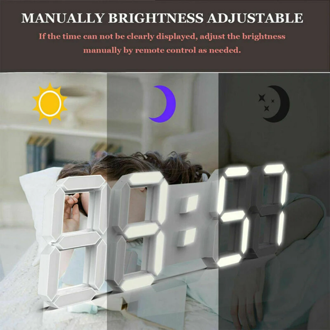Home Wall Clocks 3D Modern Digital LED Wall Clock 24/12 Hour Display Timer Alarm Home USB  Alarm Clocks Decoration For Bedroom