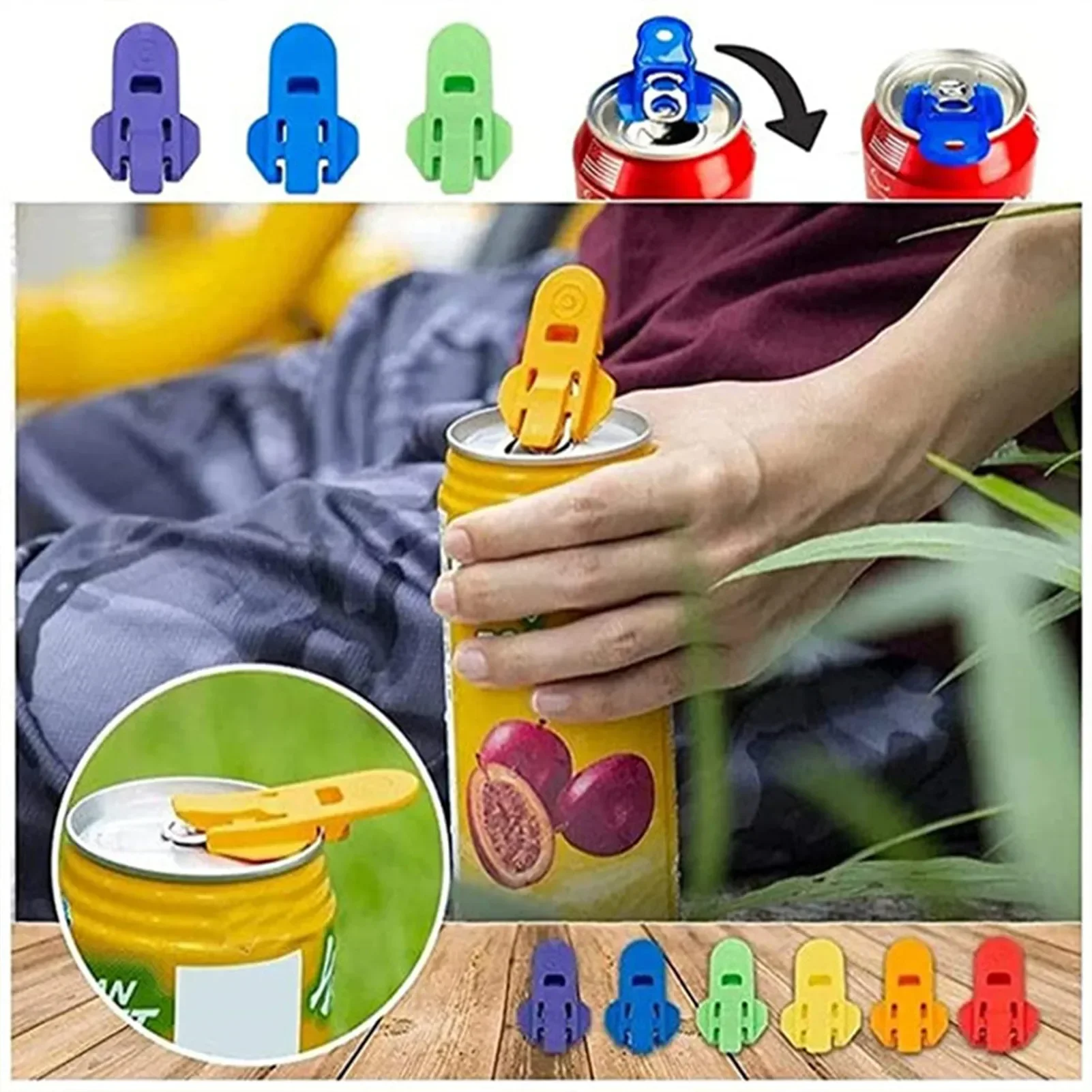 Manual Plastic Easy Can Opener 6Pcs Colorful Plastic Cap Lid Openers Tool Kitchen Accesories Gadgets Bottle Openers