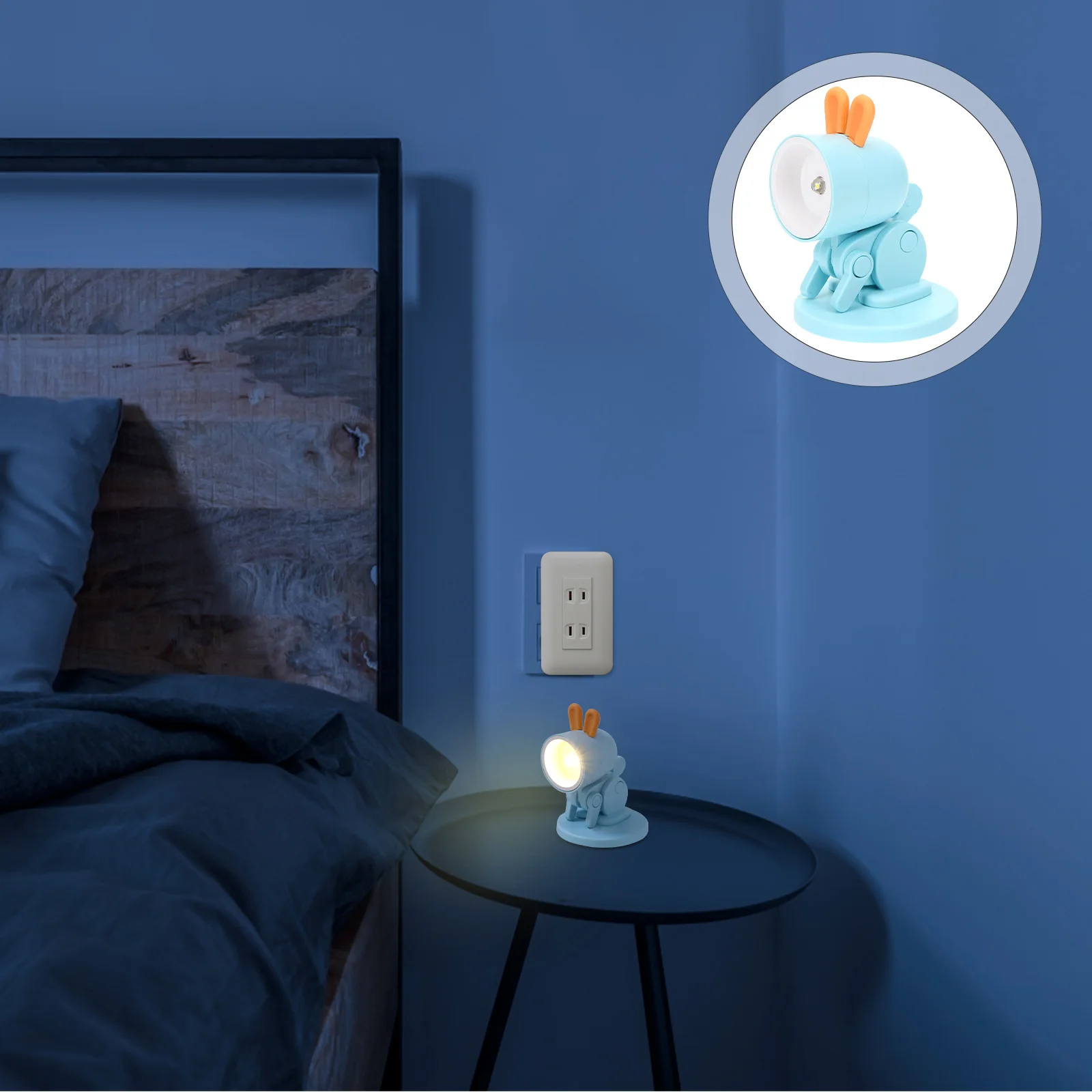 

Small Bunny Night Lamp Folding LED Desk Light Adjustable Rabbit Table Lamp Warm Night Light Kids Bedroom Table Decoration