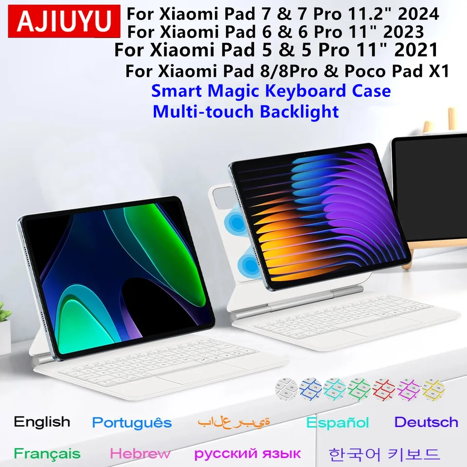 Xiaomi Pad7、Pad 5、6、7、8用マジックキーボード、Xiaomi Mi Pad 5