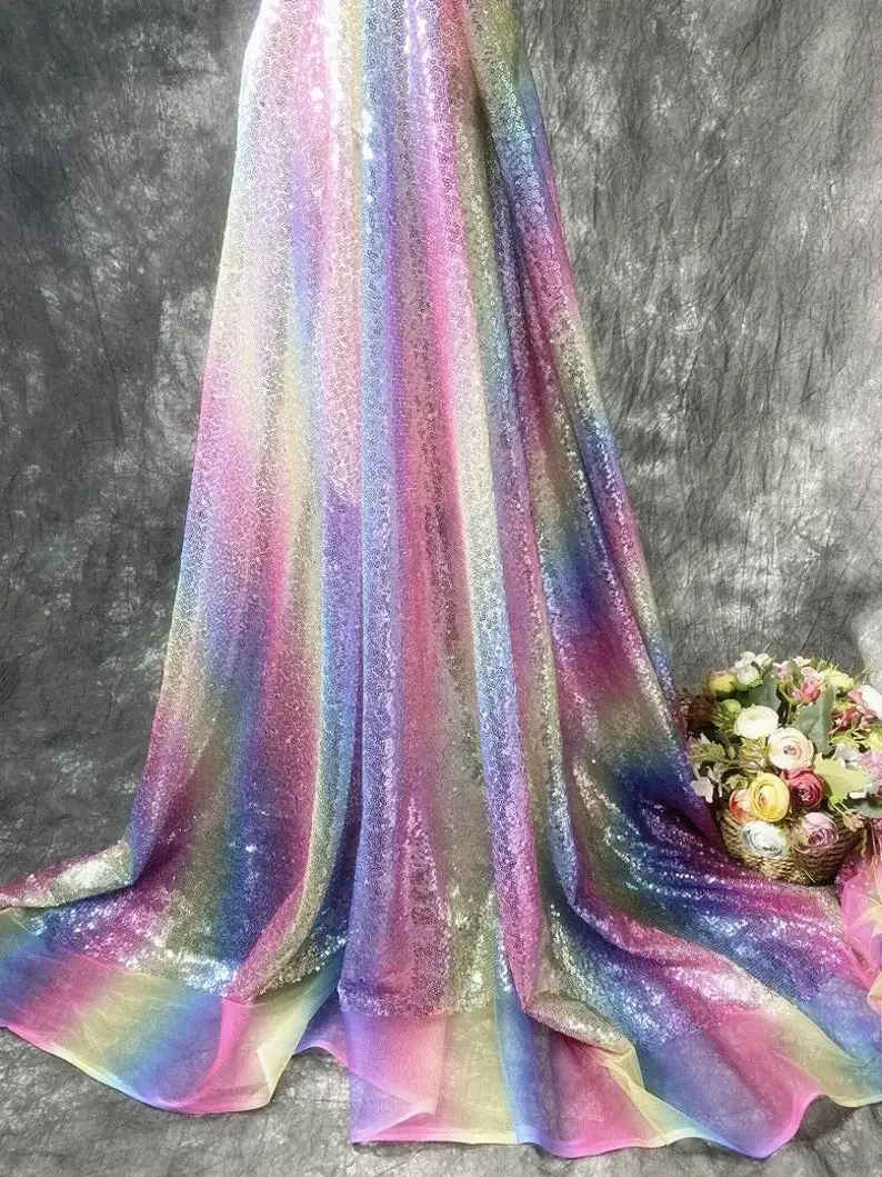 

Exquisite purple gradient sequins fabric colorful sequin Fabric For Baby Tutu Dress, Gowns, Wedding Veil, party dress 1 yards