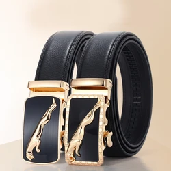 New Men's  Automatic Buckle Belt Business Men's Belt Lychee Cattle  Belts for Men Luxury Designer Brand