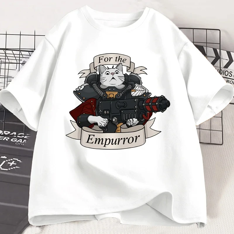 For The Empurror Cat T-shirts Womend Funny Short Sleeve Tees W-Warhammer 40k Vintage Tshirt O Neck Streetwear